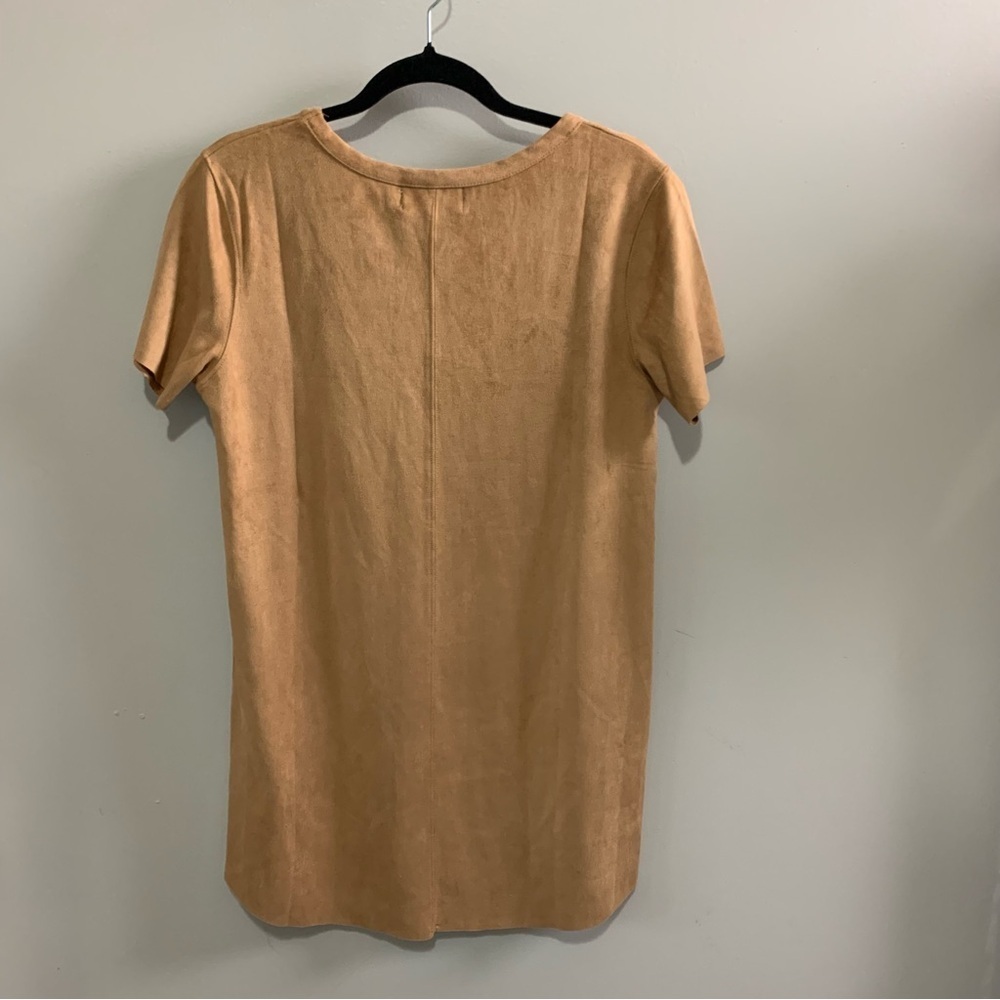 Mink pink faux suede t-shirt dress size medium - Picture 4 of 7